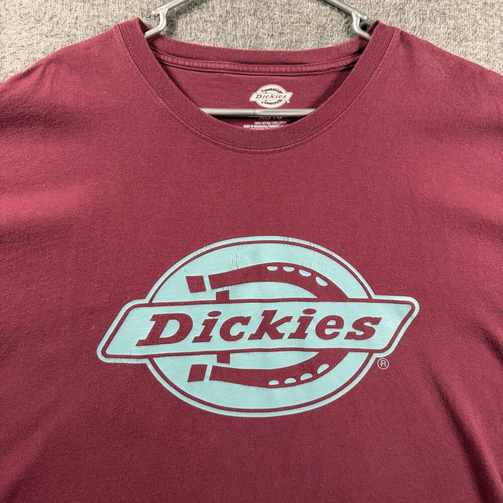 Dickies Shirt Mens XL Red Horseshoe Logo Graphic Tee Workwear Casual Crewneck